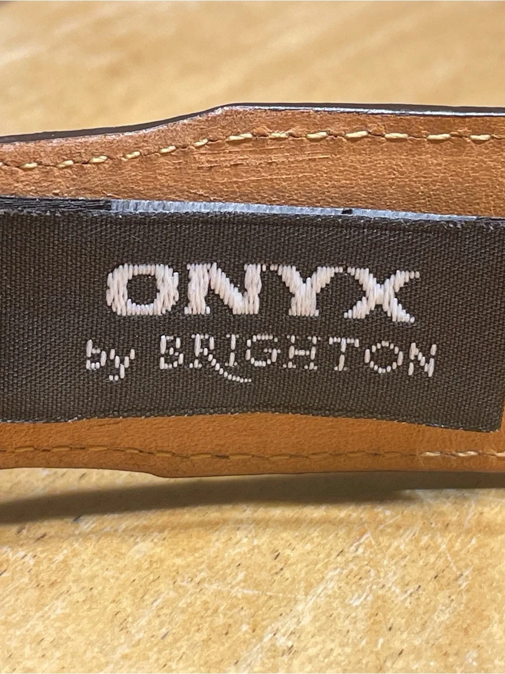 Onyx by Brighton Men’s Brown Leather Croc Embossed Belt with Gold-Tone Buckle 38